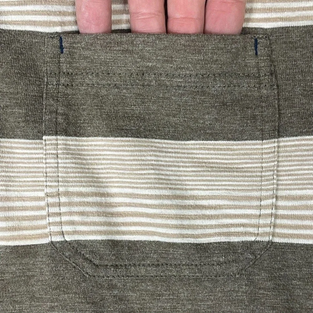 The North Face‎ Polo Shirt Adult Mens Large Brown/Cream Striped Outdoor Pocket